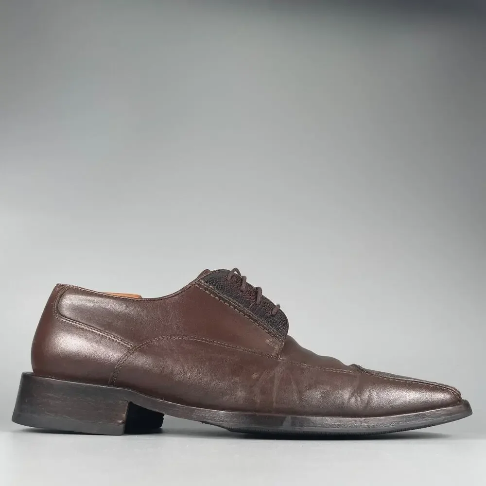David Eden Joes Men's Size 9.5 Brown Croc Leather Lace Up Dress Shoes Casual GUC